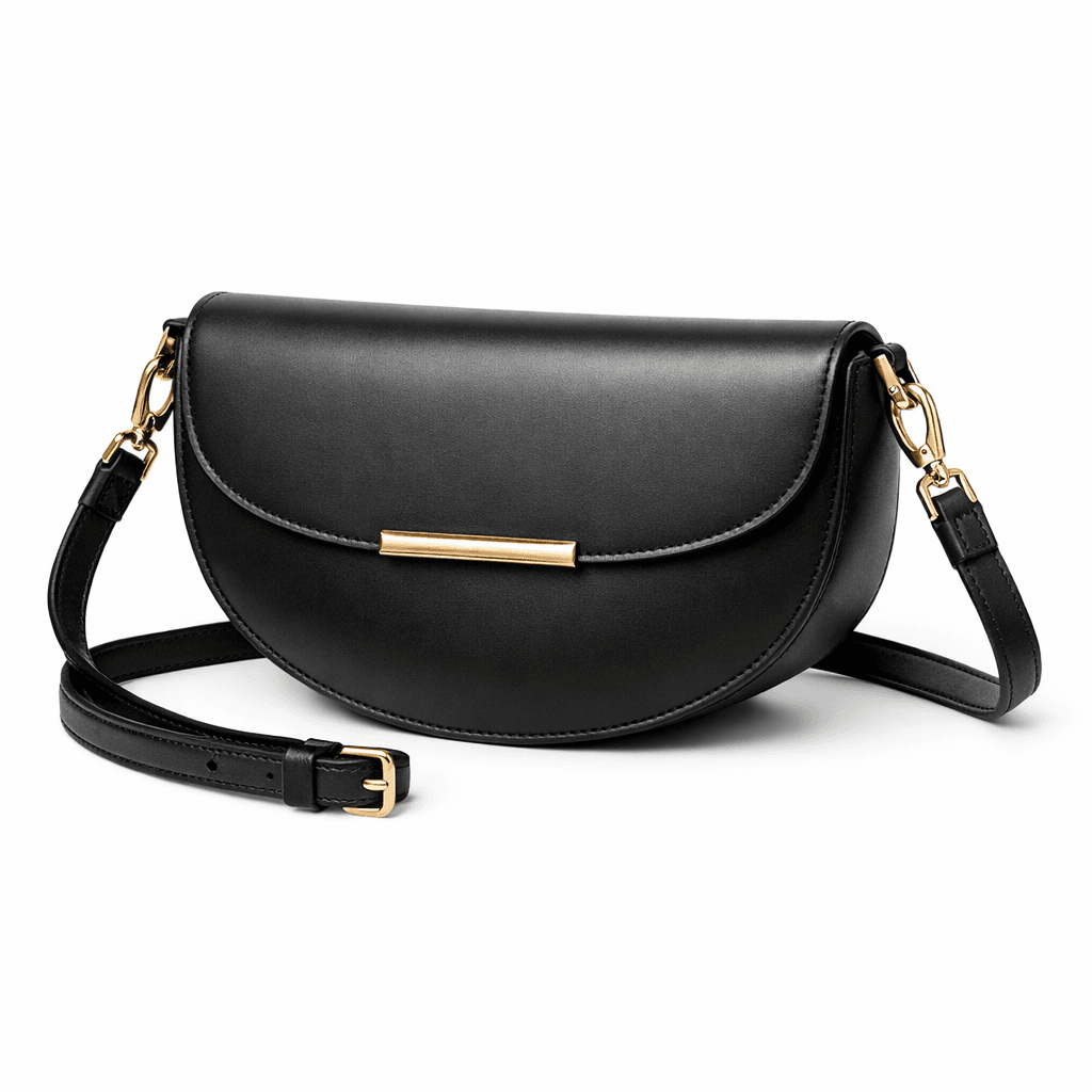 Black Saddle Crossbody Bag