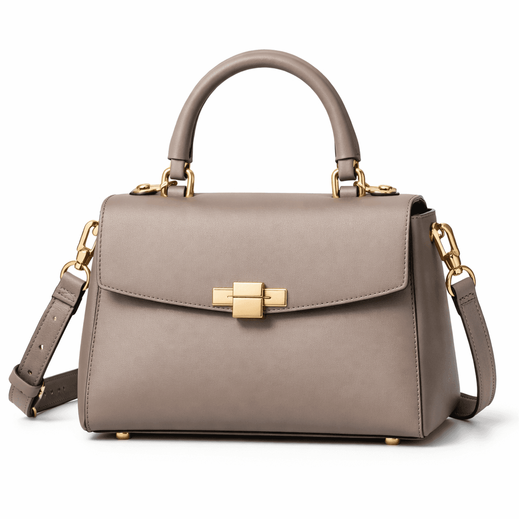 Taupe Designer Satchel Bag