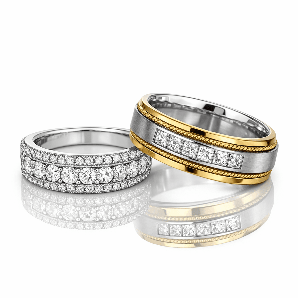 Two-Tone Wedding Band Trio