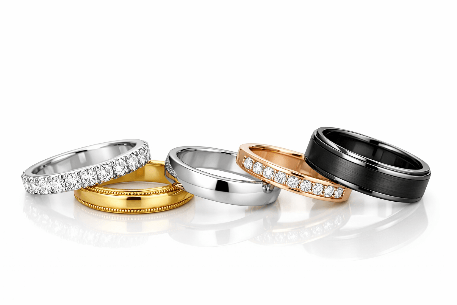 Multi-Metal Wedding Band Set