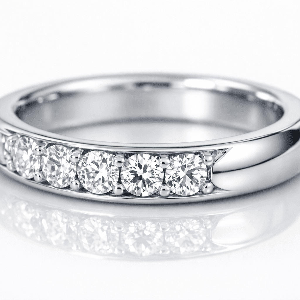 Silver Diamond Wedding Band