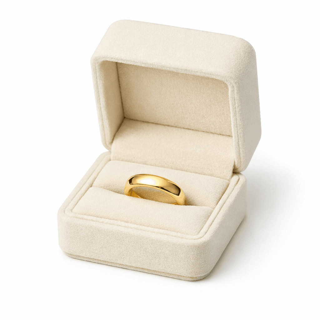 Gold Wedding Band in Ring Box