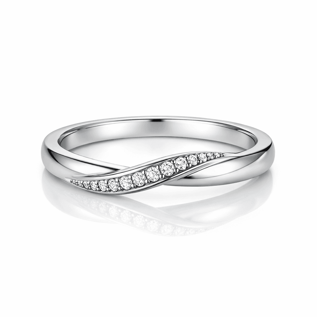 Silver Diamond Twist Wedding Band