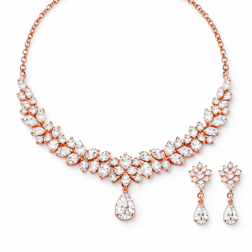 Rose Gold Necklace and Earring Set