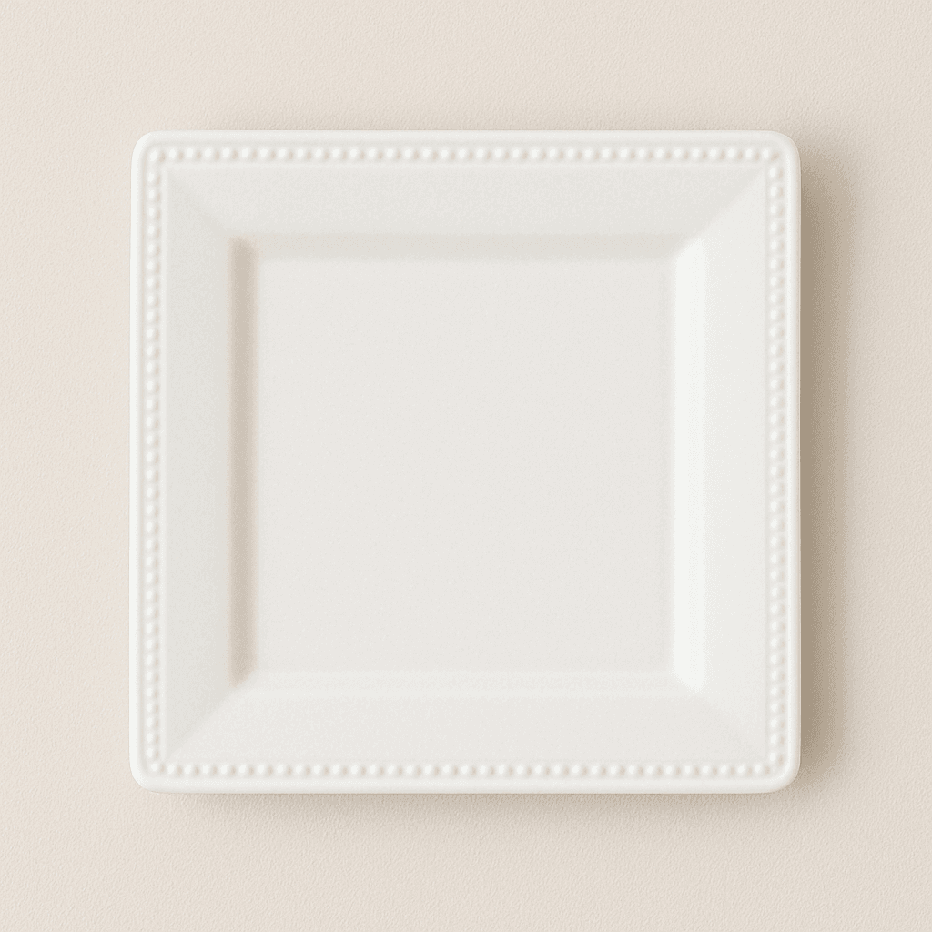 White Square Dinner Plate