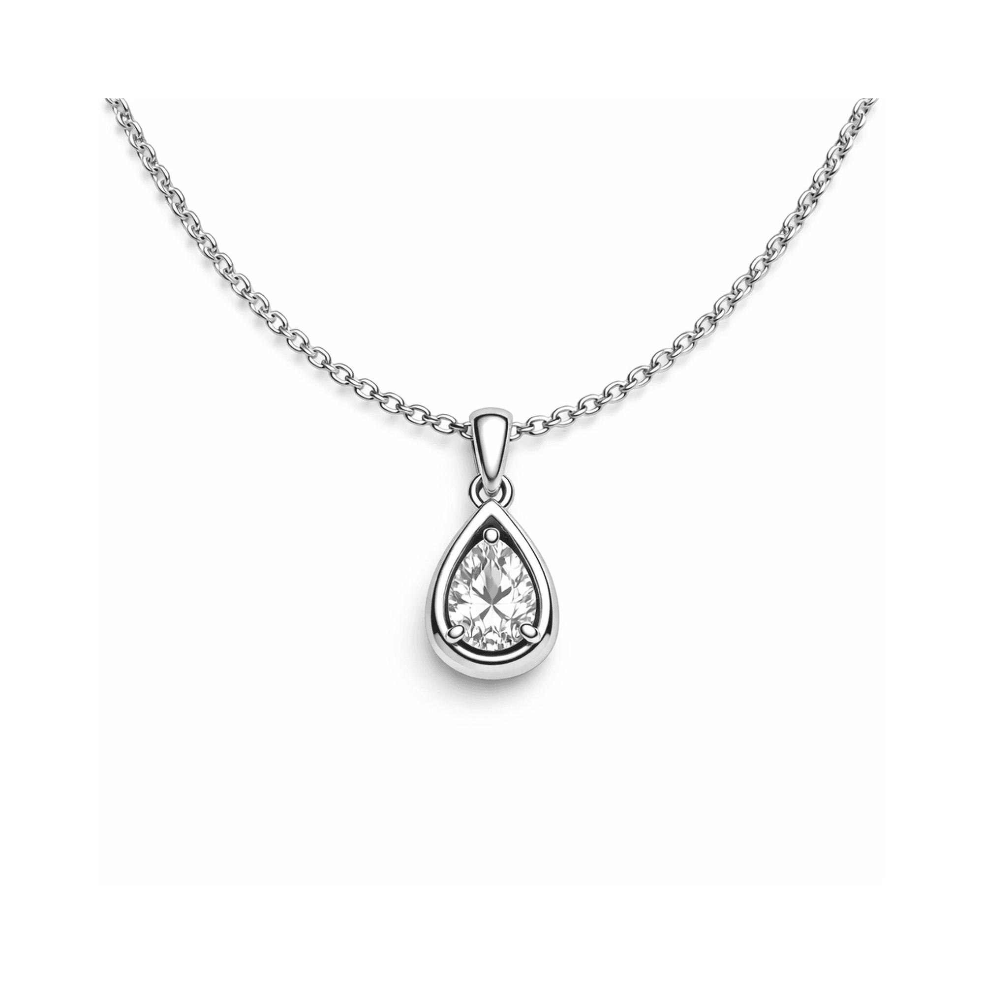 Silver Teardrop Pendant Necklace