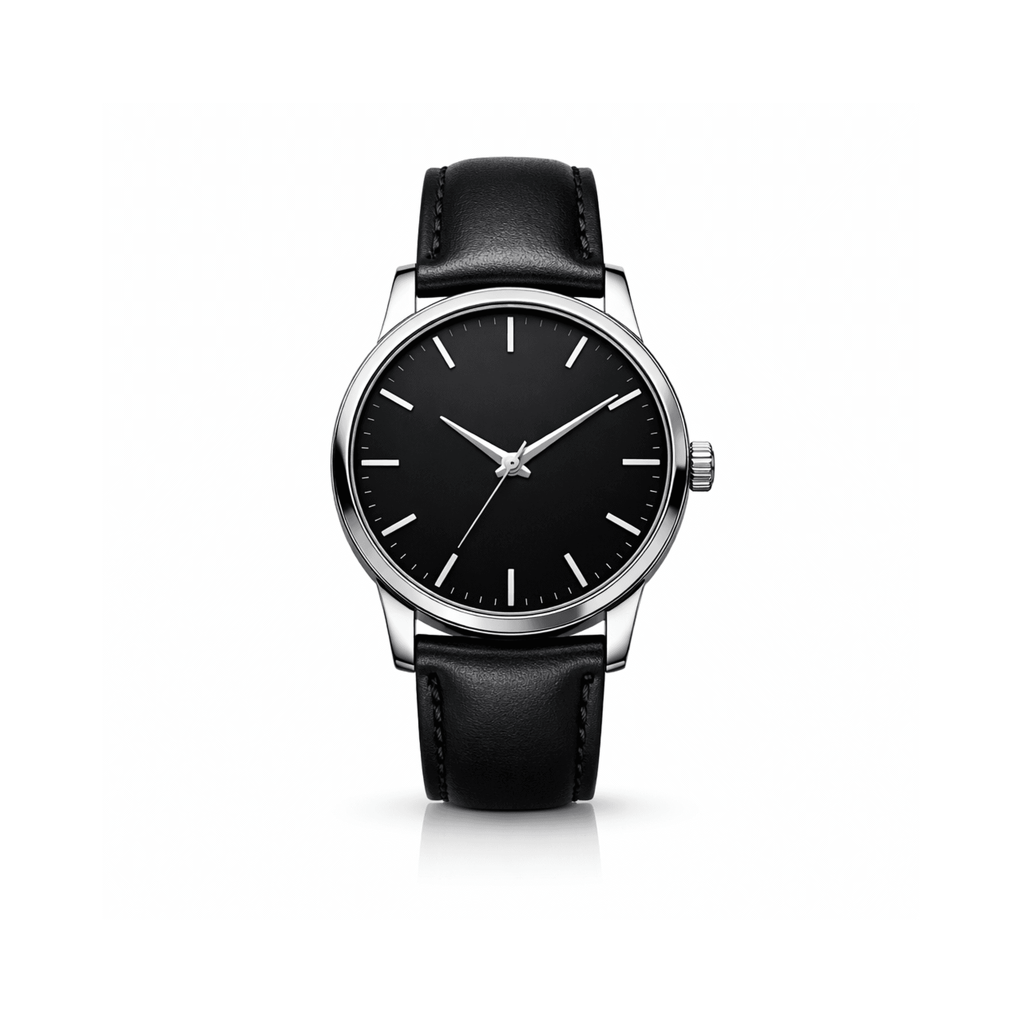 Black Leather Strap Watch