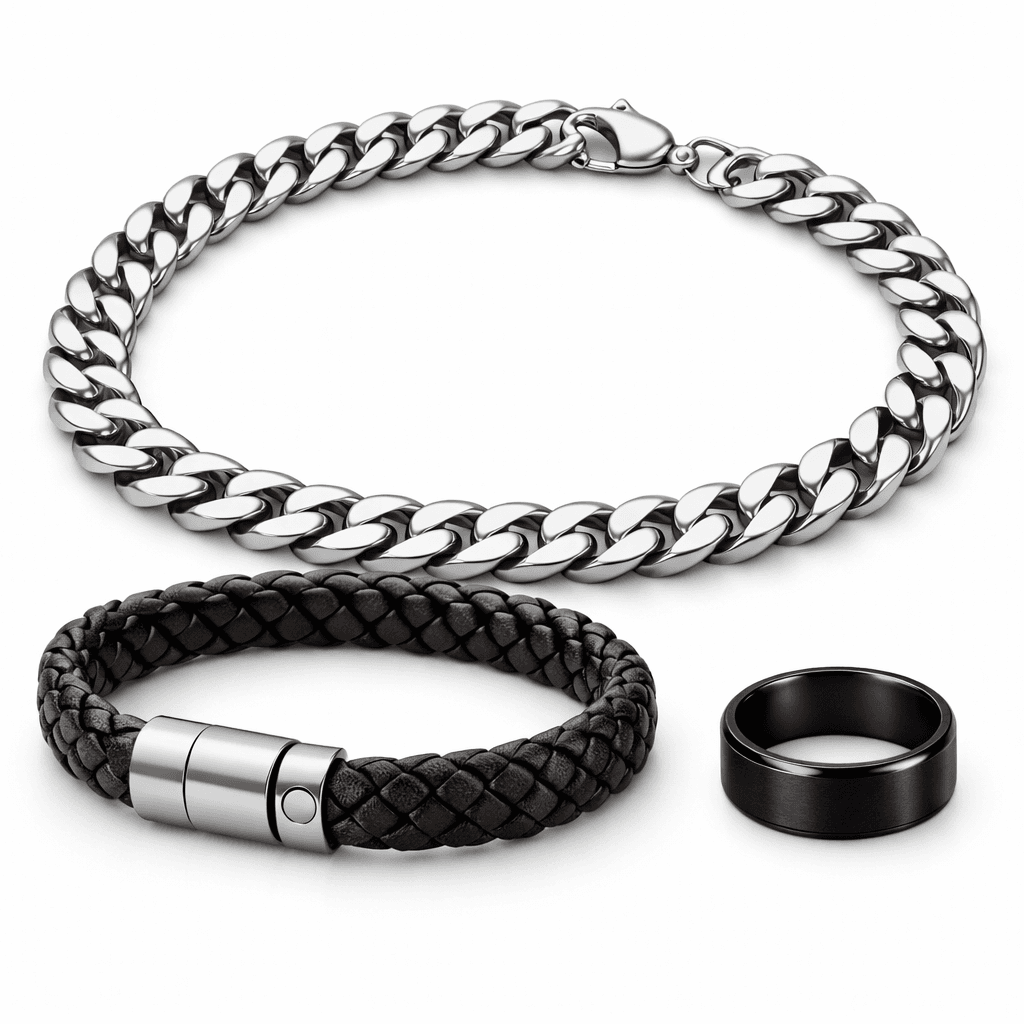 Silver and Black Jewelry Set