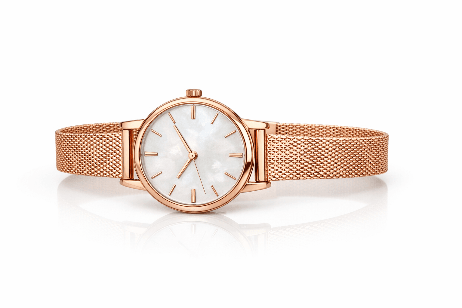 Rose Gold Mesh Strap Watch
