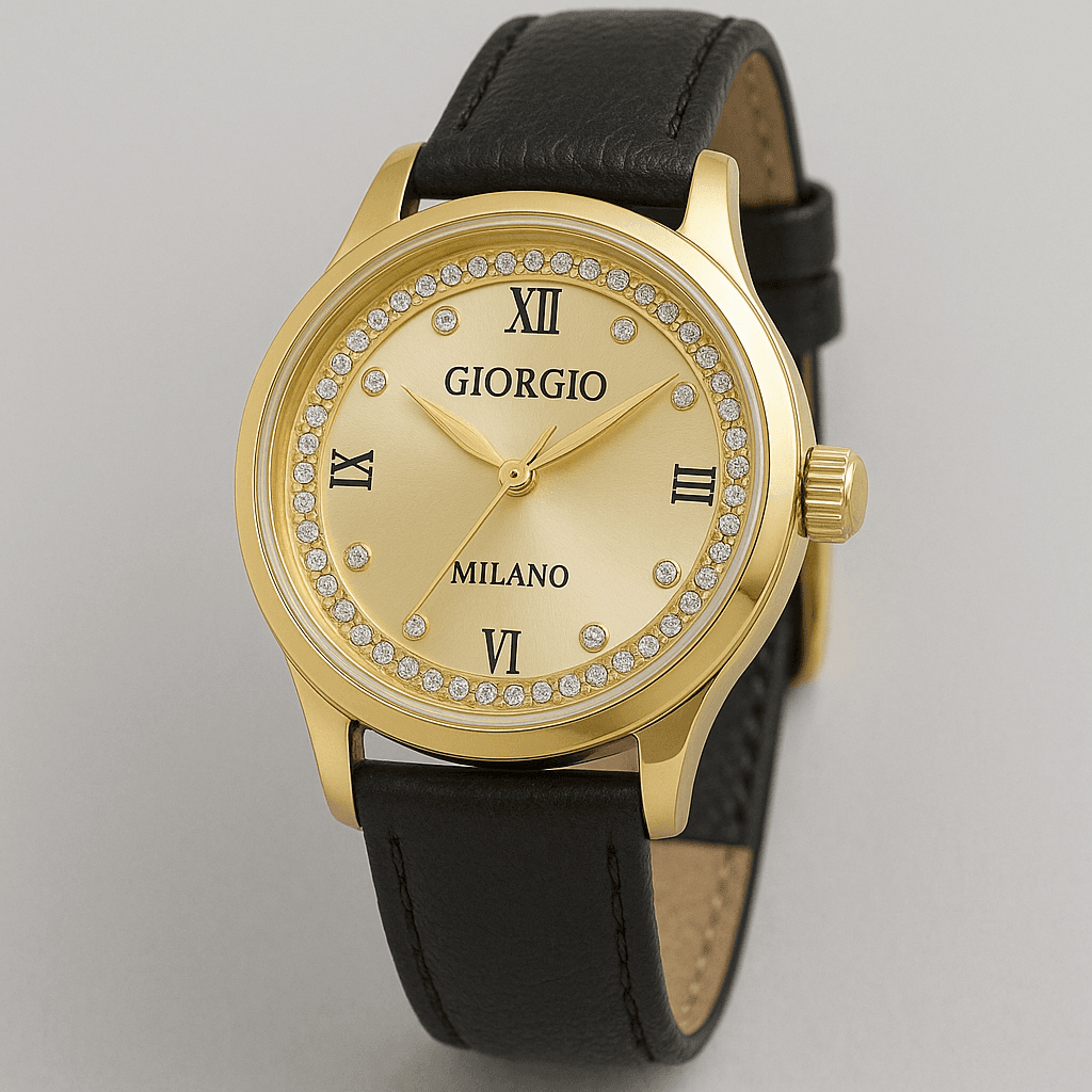 Gold Women's Leather Strap Watch