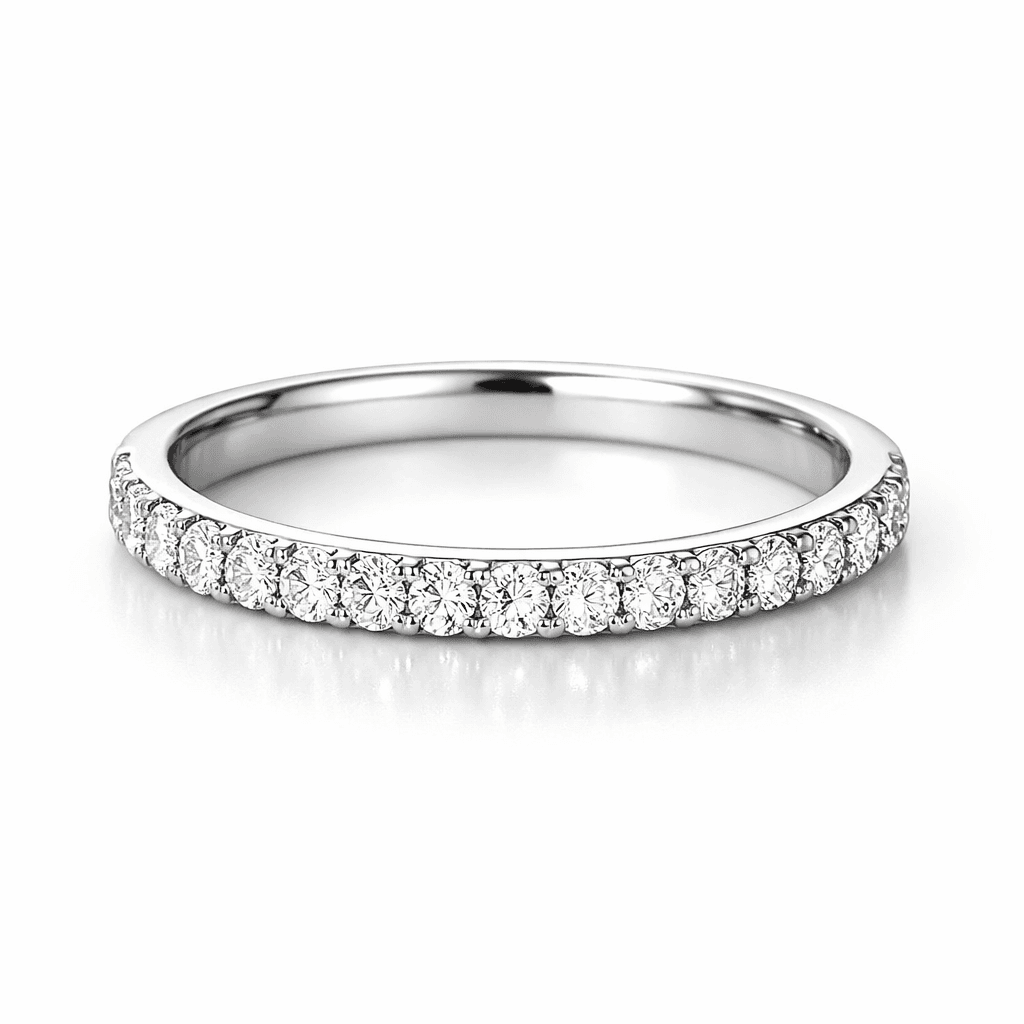 Silver Diamond Wedding Band