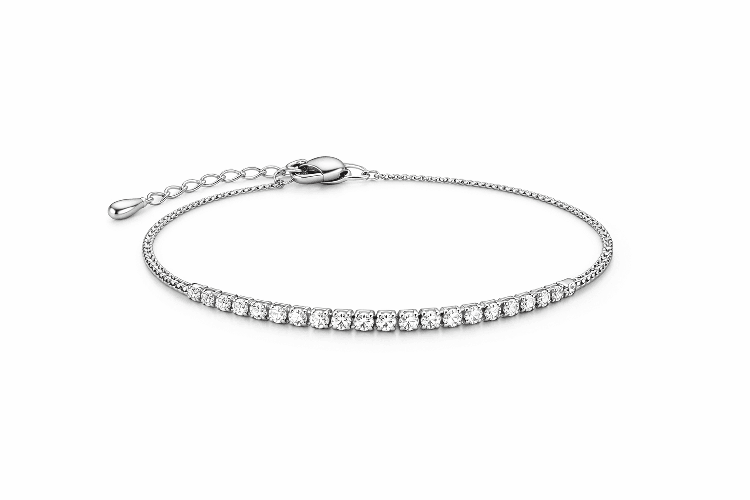 Silver Tennis Bracelet with Clasp